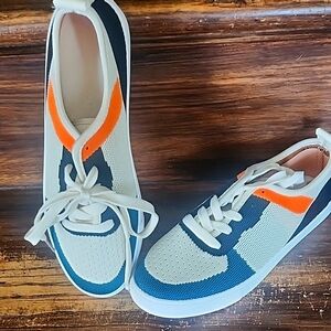 Stylish Green and Orange Sneakers,and black